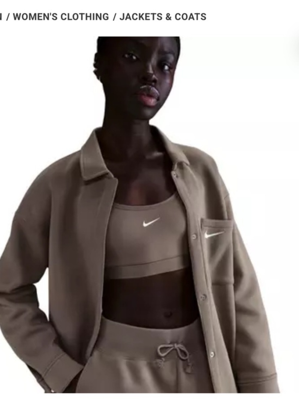 Nike Women's Sportswear Phoenix Fleece Oversized Shirt Jacket - Brown XS